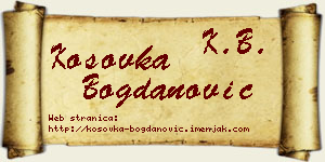 Kosovka Bogdanović vizit kartica
